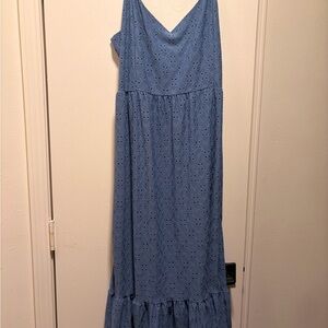 bebe Blue Eyelet Maxi Dress